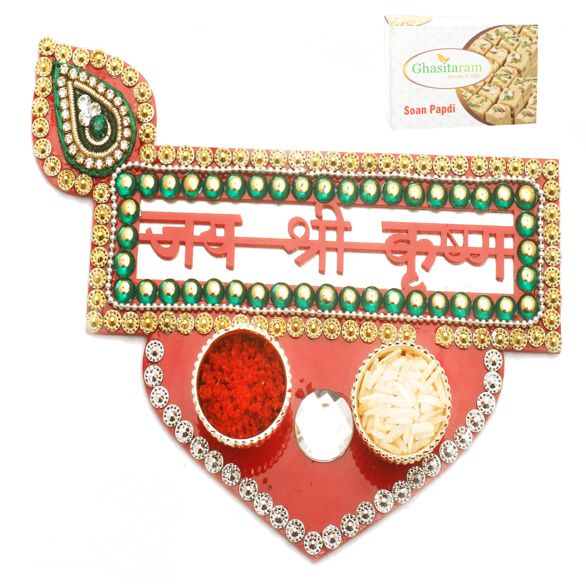 Jai Shree Krishna Pooja Thali with 400 gms of Soan Papdi