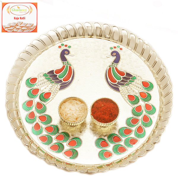Peacock Pooja Thali with 400 gms of Kaju katli