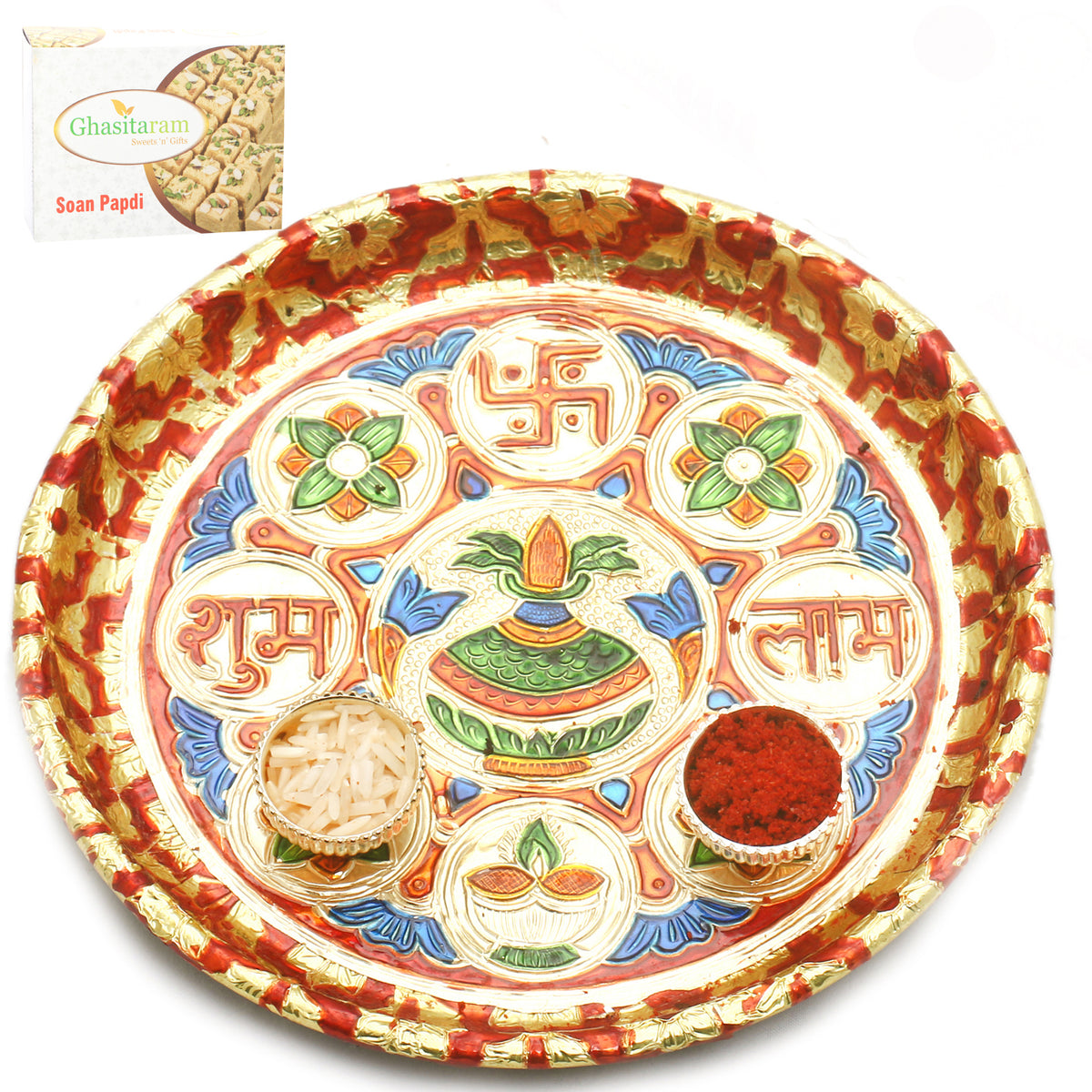 Shubh Lab Pooja Thali with 400 gms of Soan Papdi