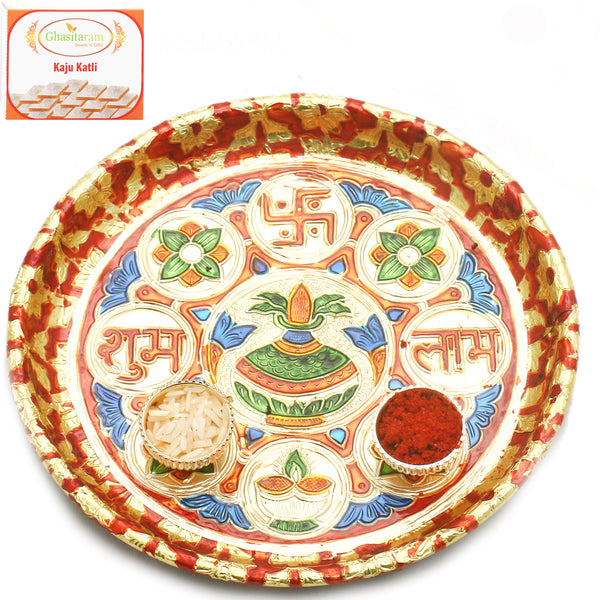 Shubh Lab Pooja Thali with 400 gms of Kaju katli