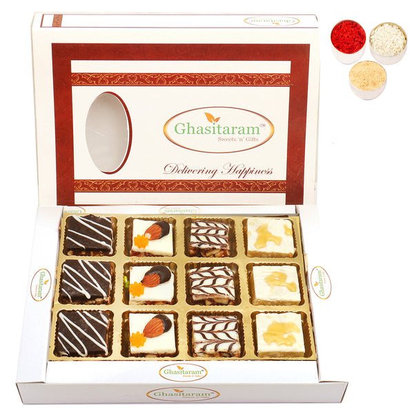 Bhaidhooj Gifts-Assorted Chocolate Dryfruit Delight Sweets 12 pcs