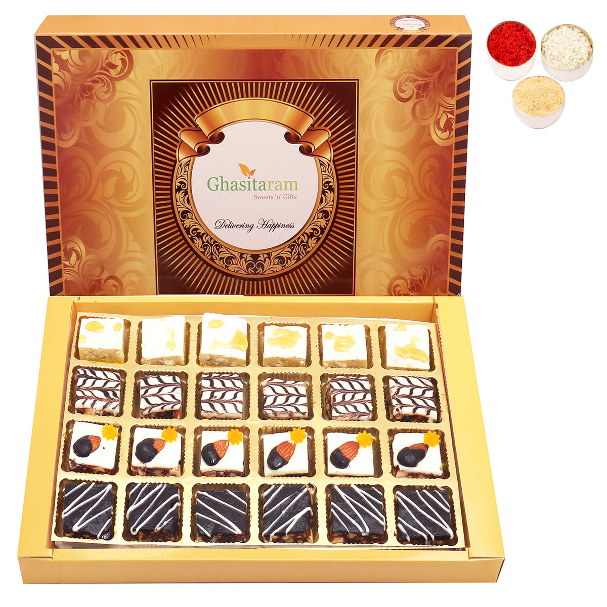 Bhaidhooj Gifts-Assorted Chocolate Dryfruit Delight Sweets 24 pcs