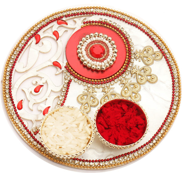 White Lazer Pooja Thali