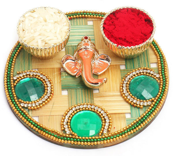 Green Cane Pooja Thali