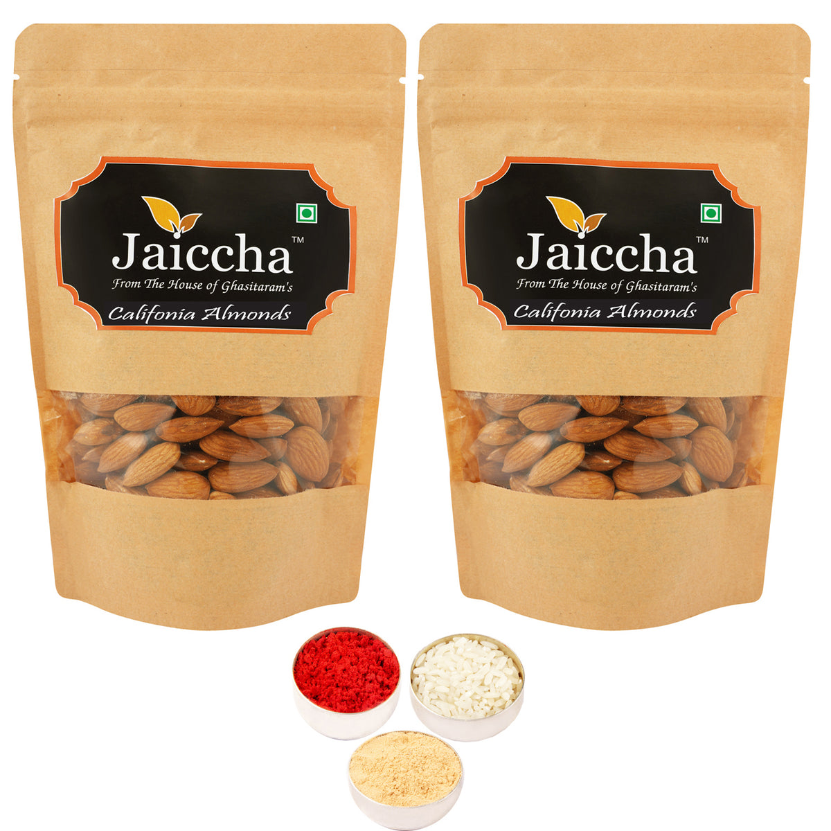 Bhaidhooj Gifts-American/ Califonia Almonds 400 gms in Brown Paper Pouch 