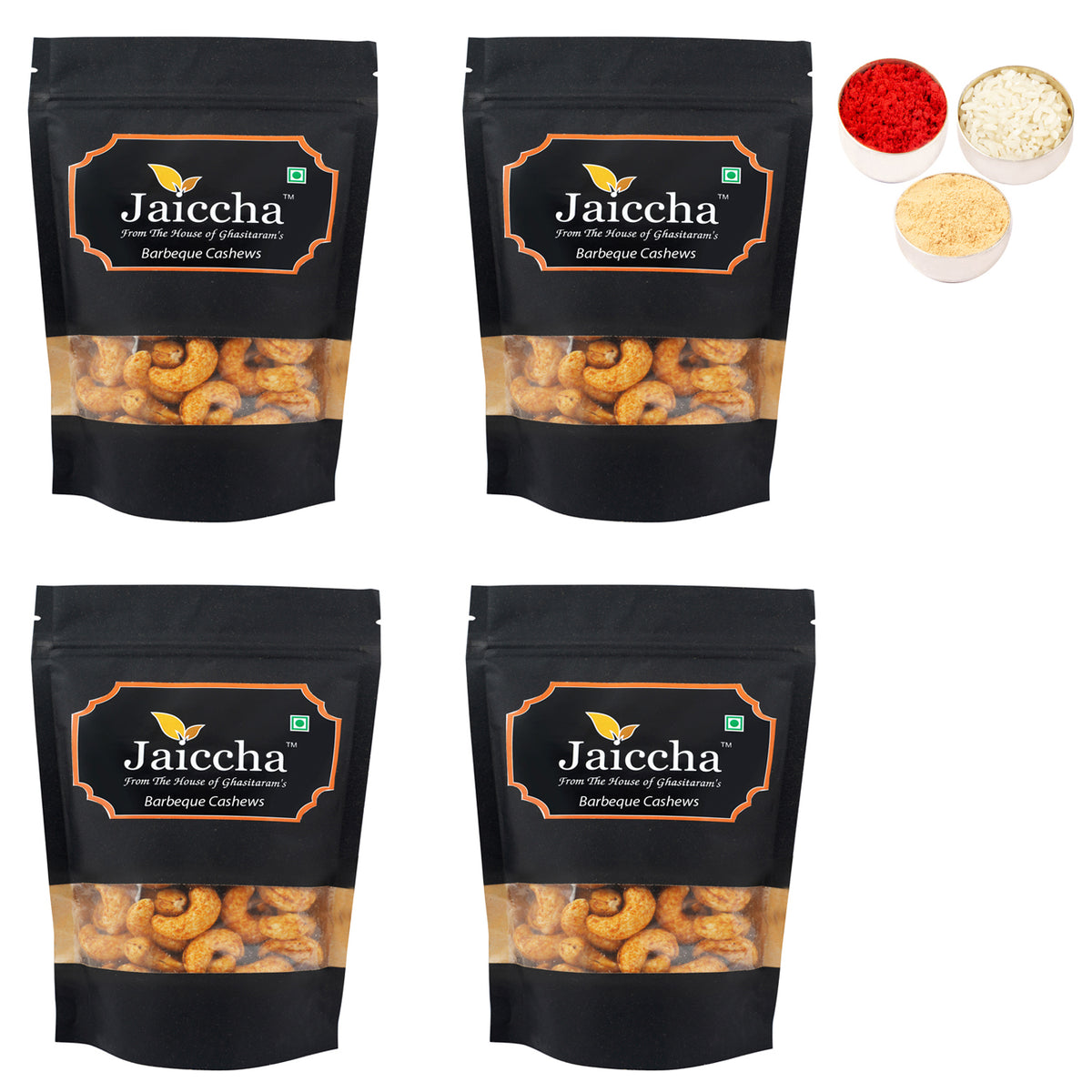 Bhaidhooj Gifts-Barbeque Cashews 800 gms  in Black Paper Pouch 