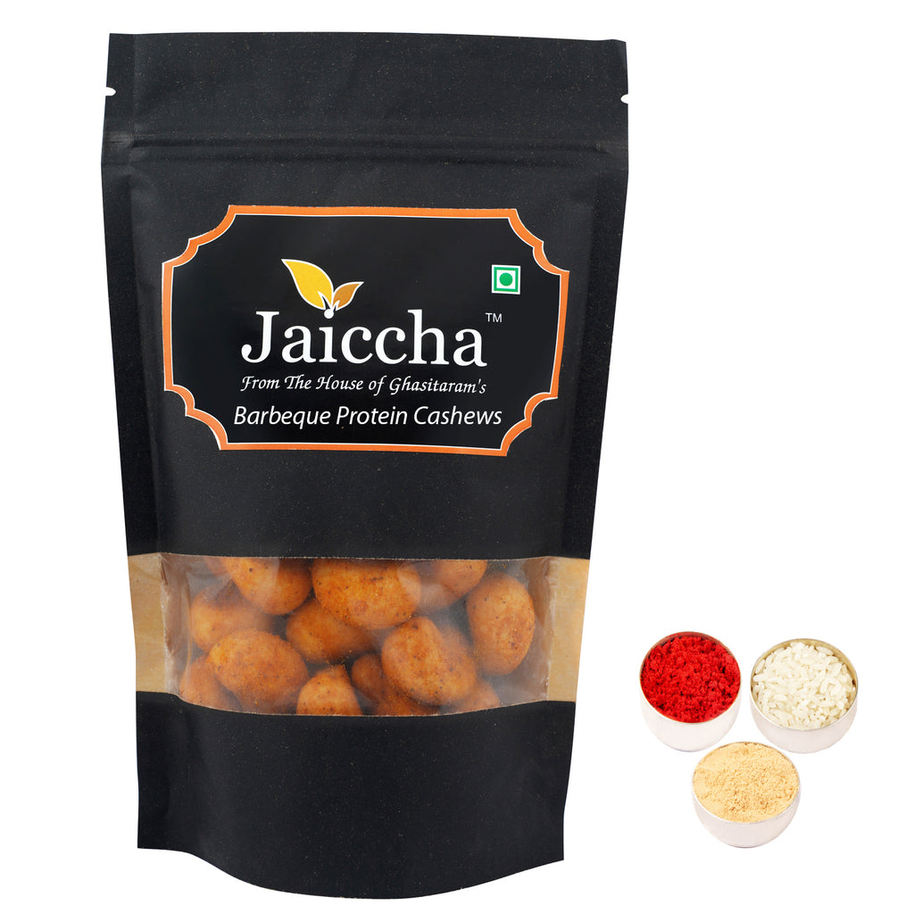 Bhaidhooj Gifts-Barbeque Crunchy Coated Cashews 200 gms  in Black Paper Pouch 