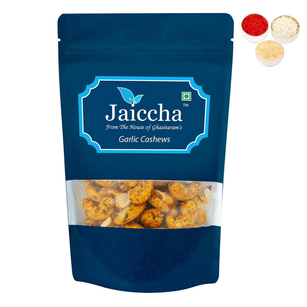 Bhaidhooj Gifts-Garlic Cashews 200 gms in White Paper Pouch 