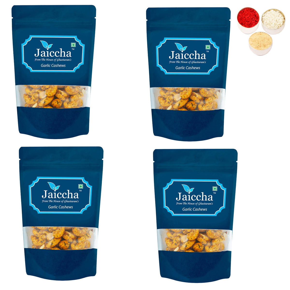 Bhaidhooj Gifts-Garlic Cashews 800 gms in White Paper Pouch 