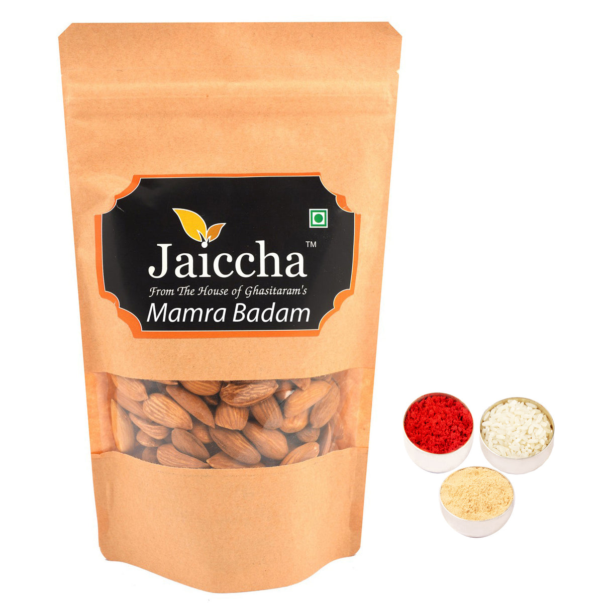 Bhaidhooj Gifts-Pack of 1 Mamra Badam 200 gms in Brown Paper Pouch 