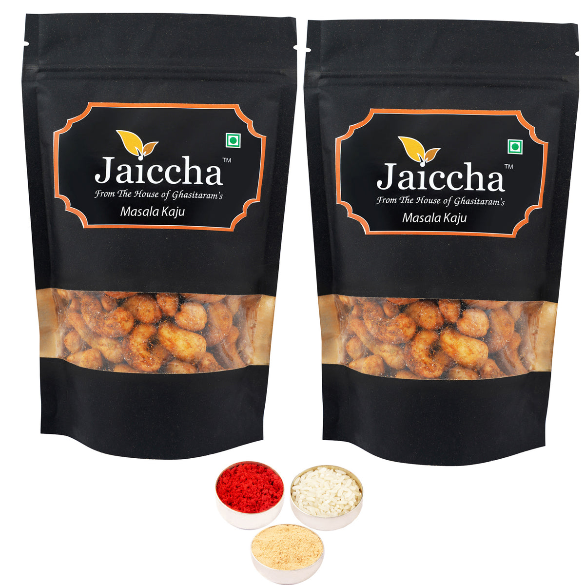 Bhaidhooj Gifts-Special Masala Kaju 400 gms in Black Paper Pouch 