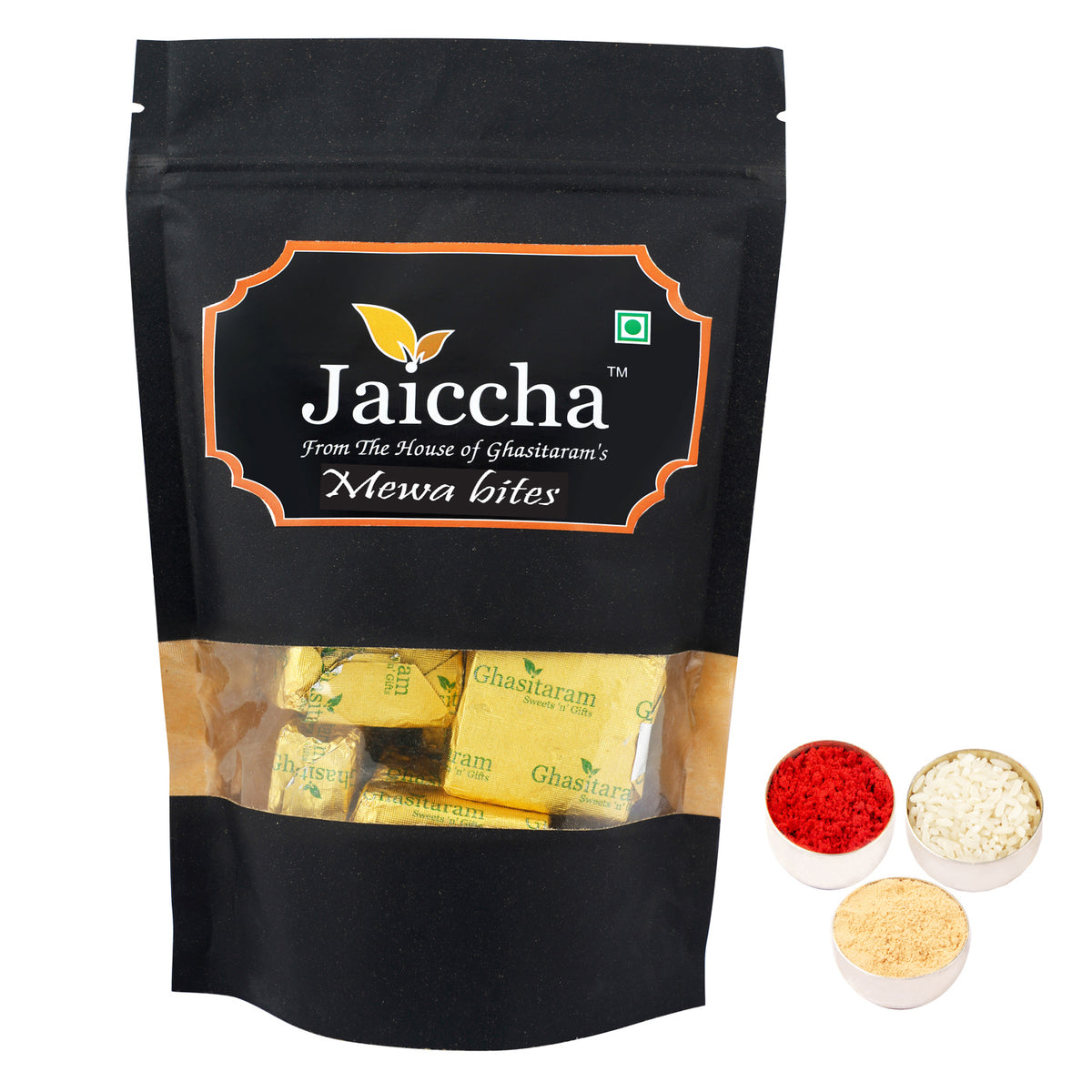 Bhaidhooj Gifts-Mewa bites 200 gms  in Black Paper Pouch 