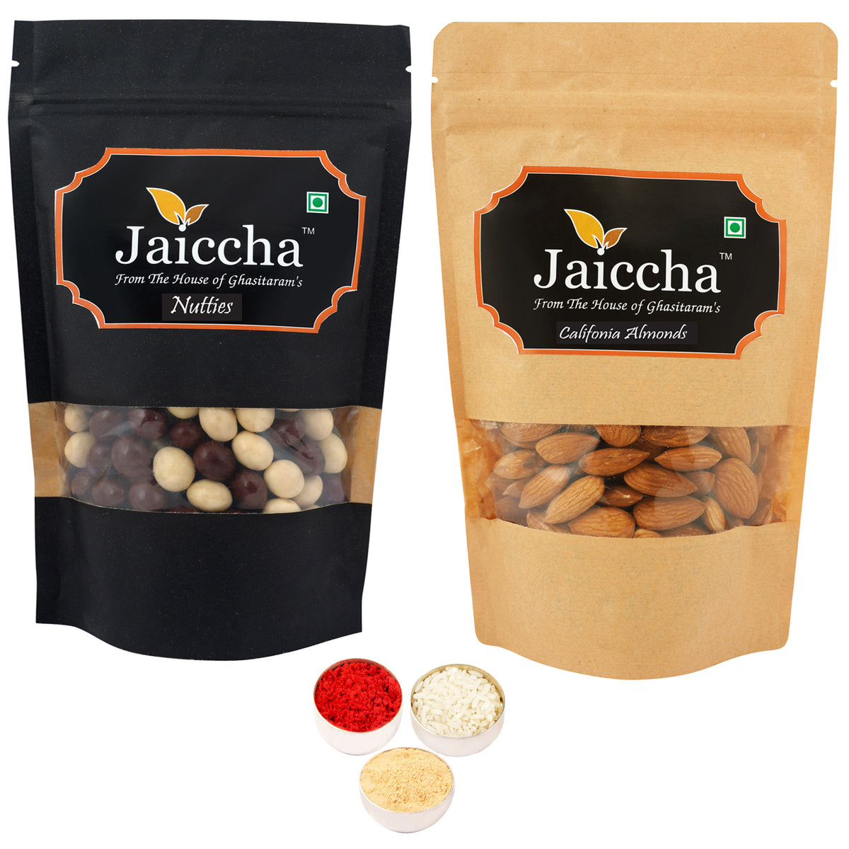 Bhaidhooj Gifts- Pack of 2 Nutties and Almond Pouches big 400 gms 