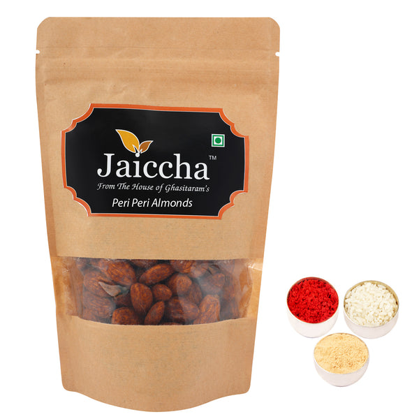 Bhaidhooj Gifts-Peri Peri Almonds 200 gms  in Brown Paper Pouch 