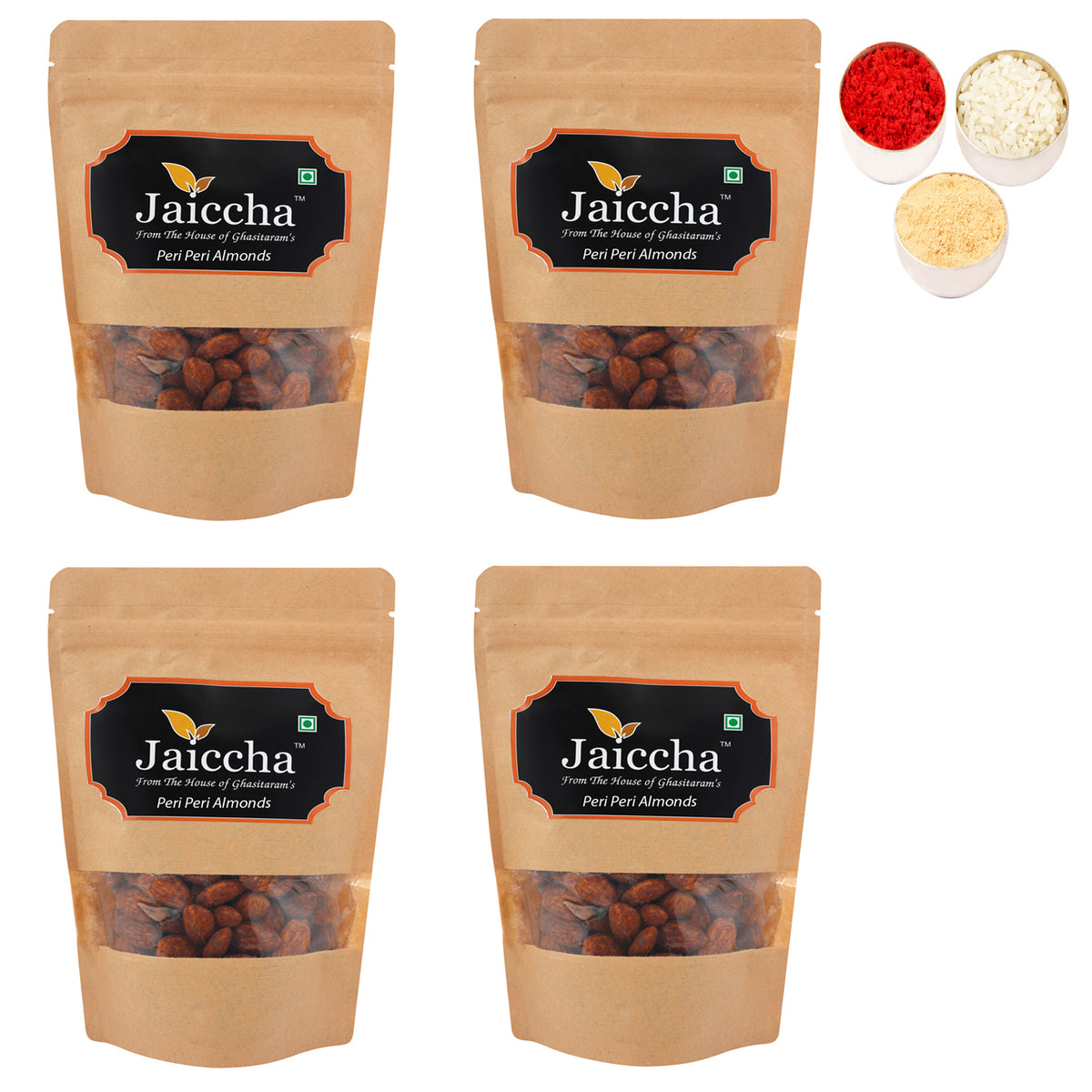 Bhaidhooj Gifts-Peri Peri Almonds 800 gms  in Brown Paper Pouch 