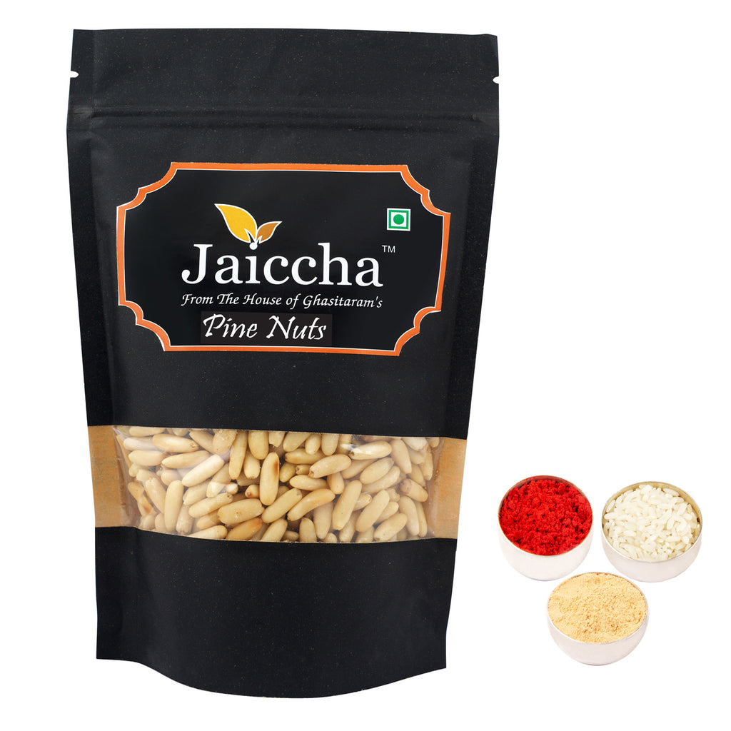 Bhaidhooj Gifts-Pine Nuts Without Shell (Chilgoza) 200 gms in Black Paper Pouch 