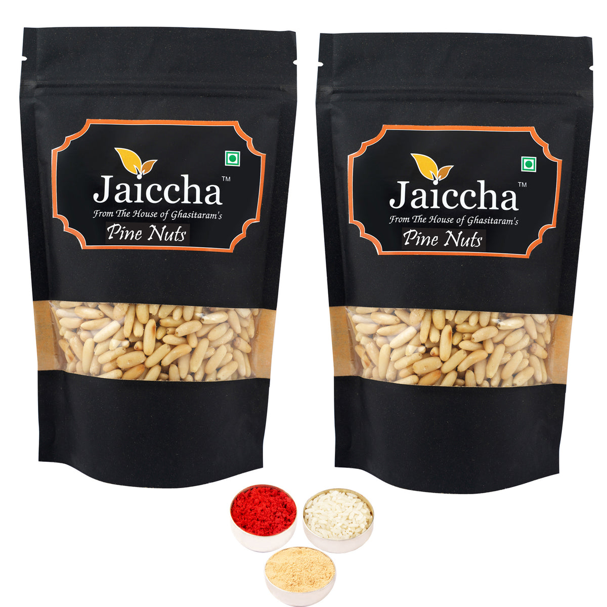 Bhaidhooj Gifts-Pine Nuts Without Shell (Chilgoza) 400 gms in Black Paper Pouch 