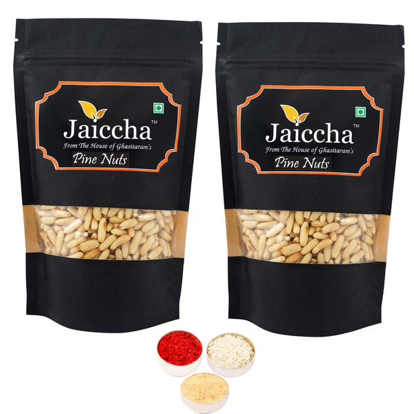 Bhaidhooj Gifts-Pine Nuts Without Shell (Chilgoza) 400 gms in Black Paper Pouch 