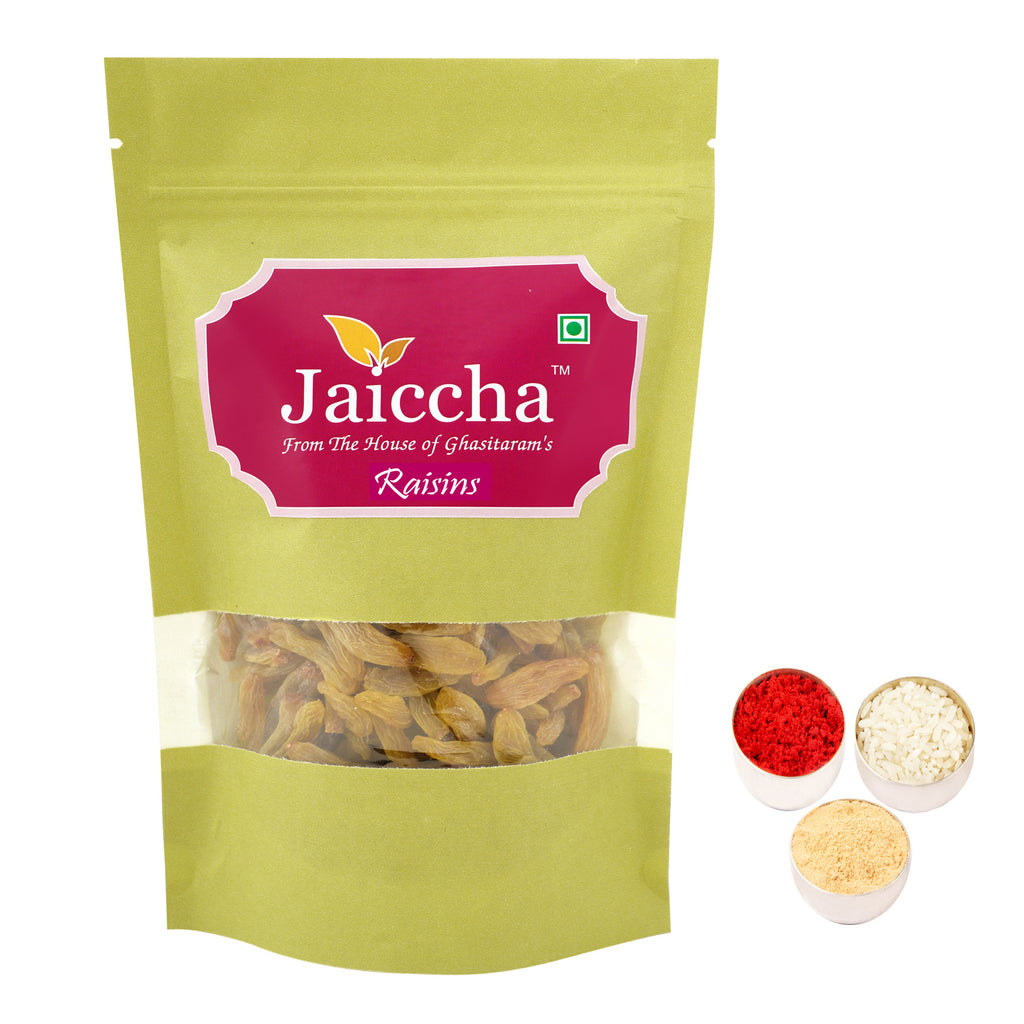 Bhaidhooj Gifts-Selected Indian Raisins 200 gms in Green Paper Pouch 