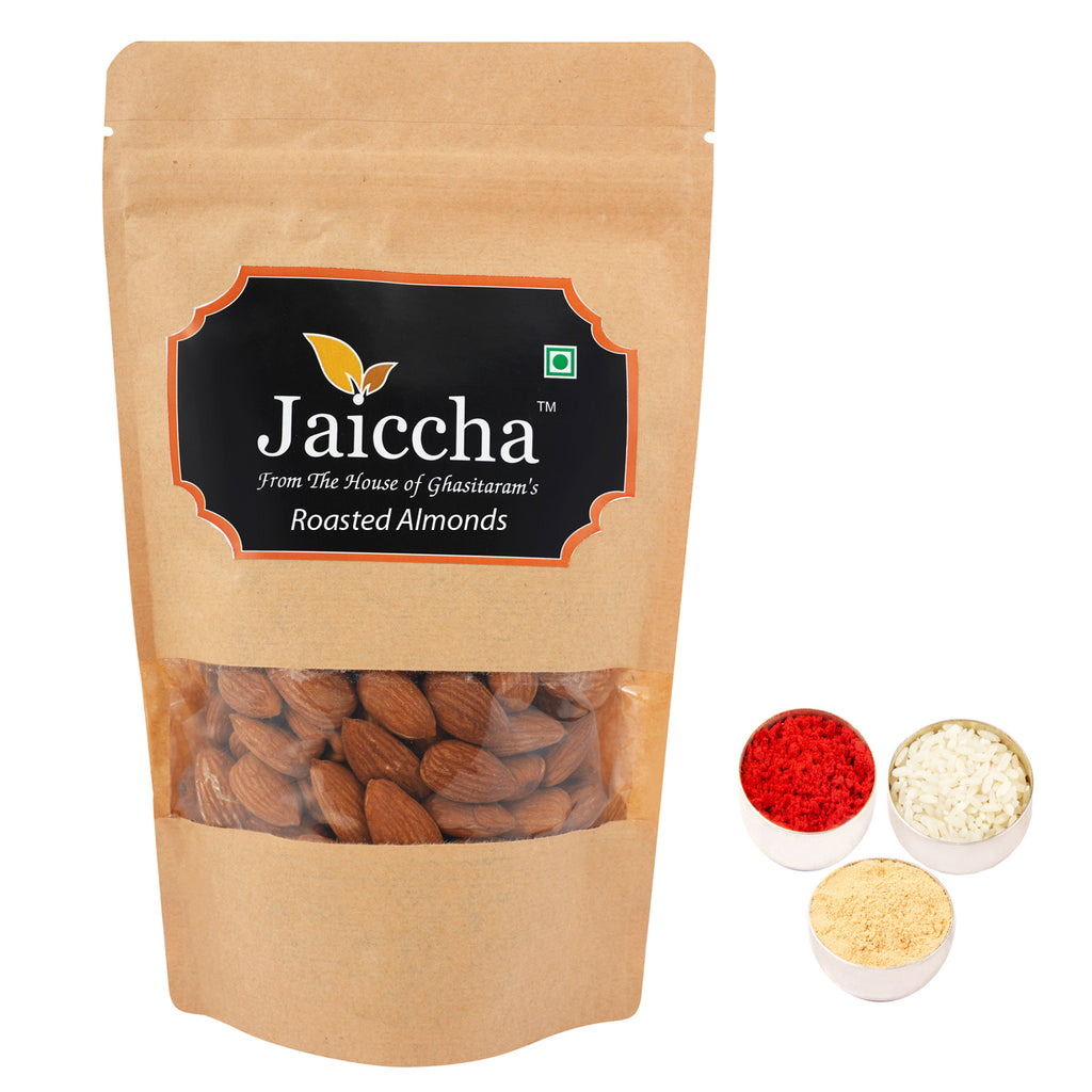Bhaidhooj Gifts-Roasted Salted American/ California Almonds 200 gms in Brown Paper Pouch 