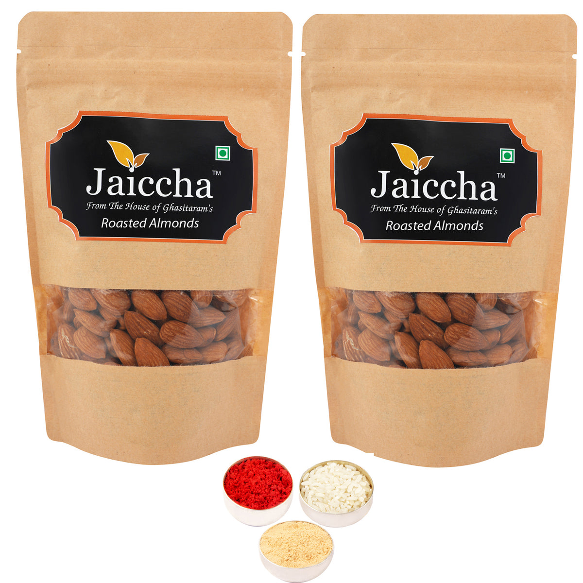 Bhaidhooj Gifts-Roasted Salted American/ California Almonds 400 gms in Brown Paper Pouch 