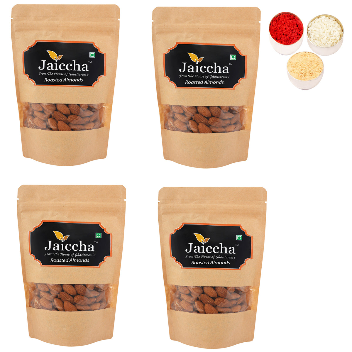 Bhaidhooj Gifts-Roasted Salted American/ California Almonds 800 gms in Brown Paper Pouch 