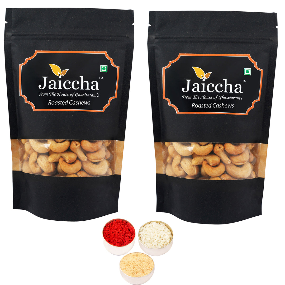 Bhaidhooj Gifts-Roasted Salted Cashews 400 gms in Black Paper Pouch 