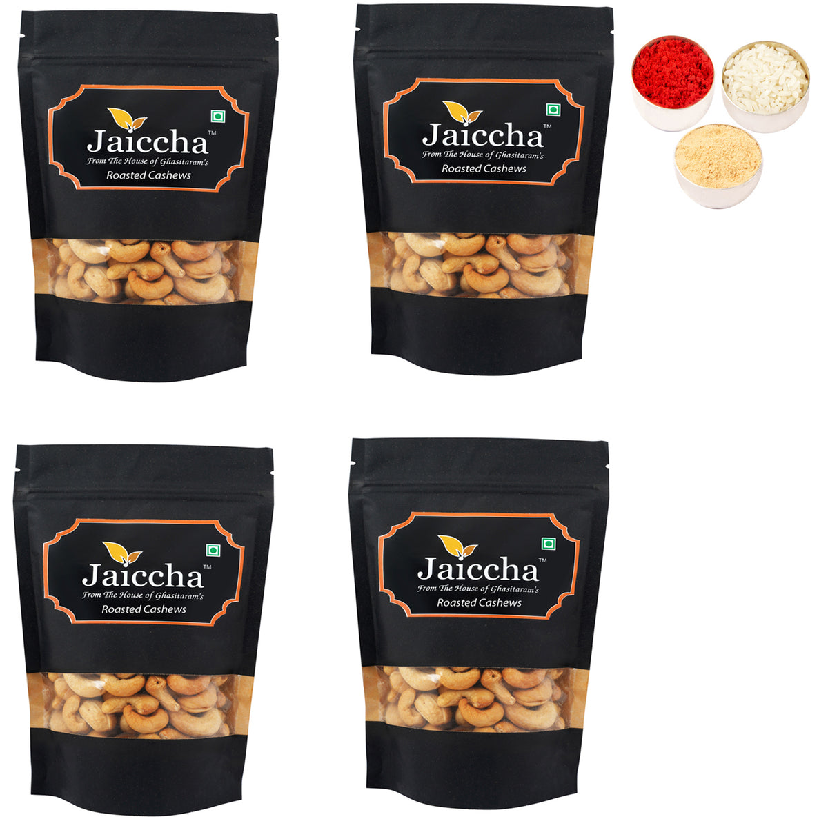 Bhaidhooj Gifts-Roasted Salted Cashews 800 gms in Black Paper Pouch 