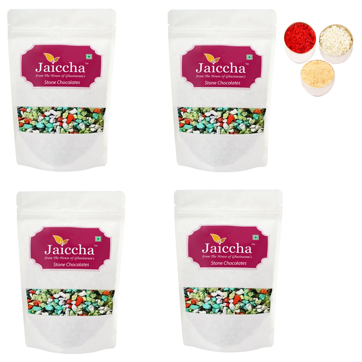 Bhaidhooj Gifts- Stone/ Rock Chocolates 800 gms in White Paper Pouch 