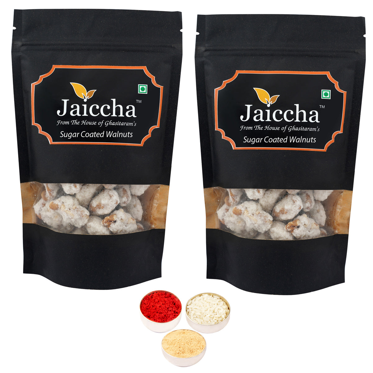 Bhaidhooj Gifts-Sugar Coated Walnuts 400 gms  in Black Paper Pouch 