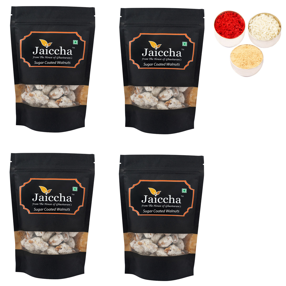 Bhaidhooj Gifts-Sugar Coated Walnuts 800 gms  in Black Paper Pouch 