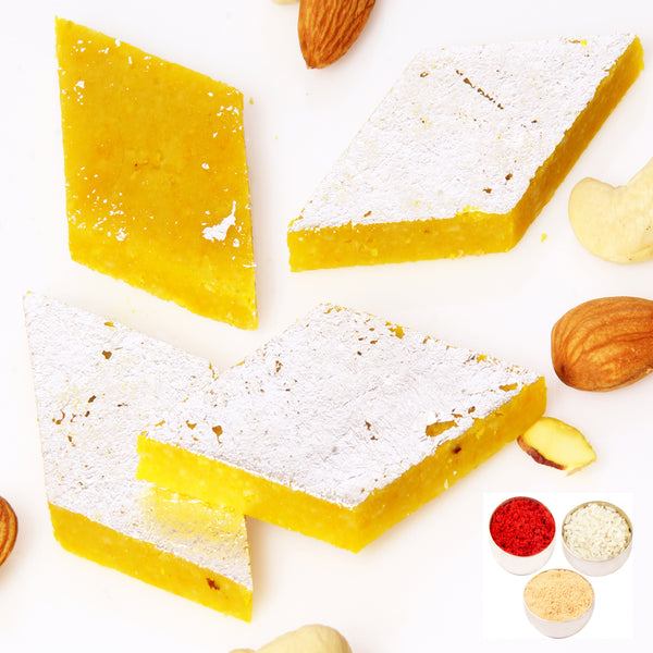 Bhaidhooj Gifts- PURE KESARI KAJU KATLI (400 Gms)
