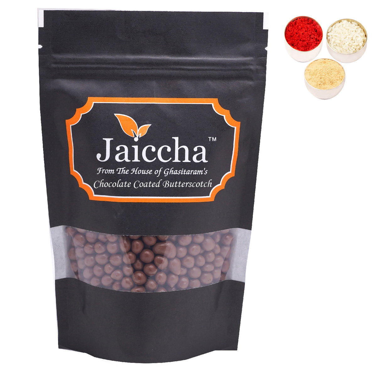 Bhaidhooj Gifts- Chocolate Coated Butterscotch in Green Paper Pouch 200 gms