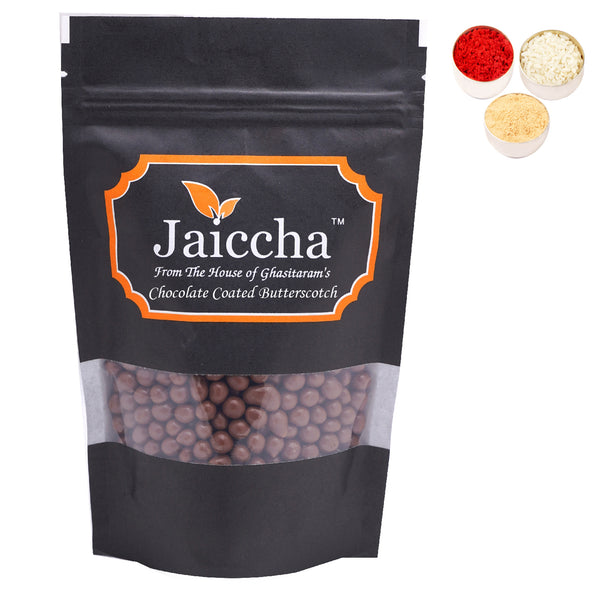 Bhaidhooj Gifts- Chocolate Coated Butterscotch in Green Paper Pouch 200 gms
