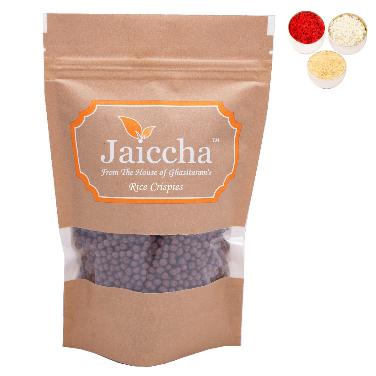 Bhaidhooj Gifts- Chocolate Coated Rice Crispies in Brown Paper Pouch 200 gms