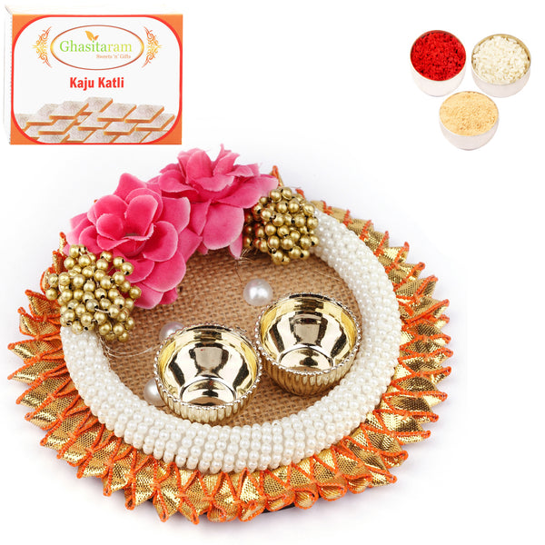 V-127 Pooja Thali  with 400 gms of Kaju katli 