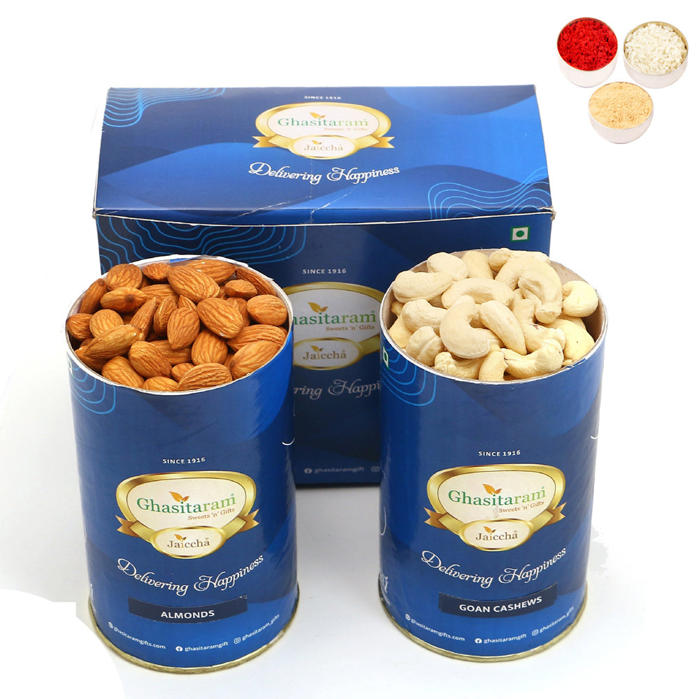 Bhaidooj Gifts-Cashew and Almond Cans