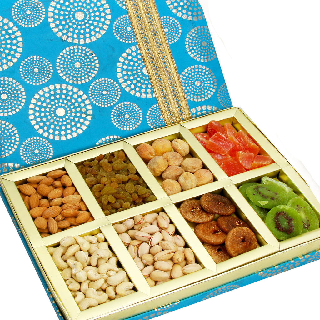 Corporate Gifts-Satin 8 part Assorted Dryfruit Box  