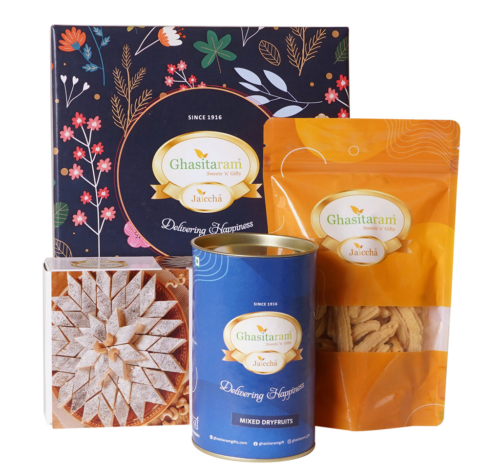 Corporate Gifts-Ghasitaram Hamper Box small with Kaju Katli