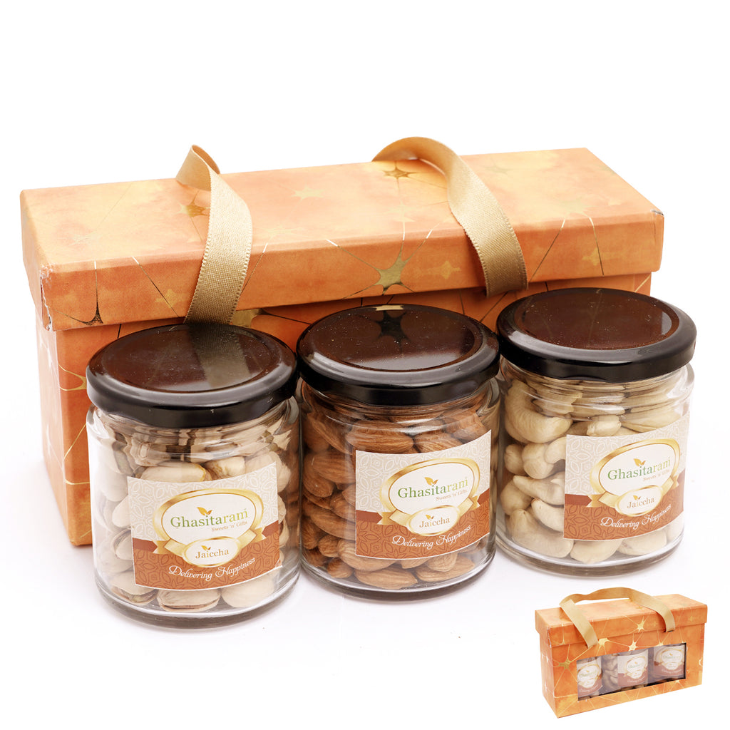Corporate Gifts-3 jars Orange Box with dryfruits