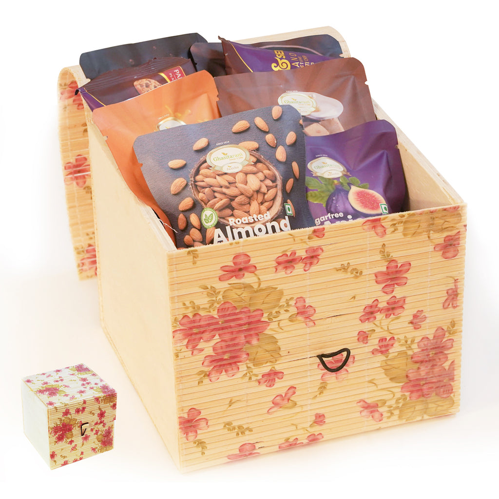 Corporate Gifts-Bamboo Box Of Bites and Cookies
