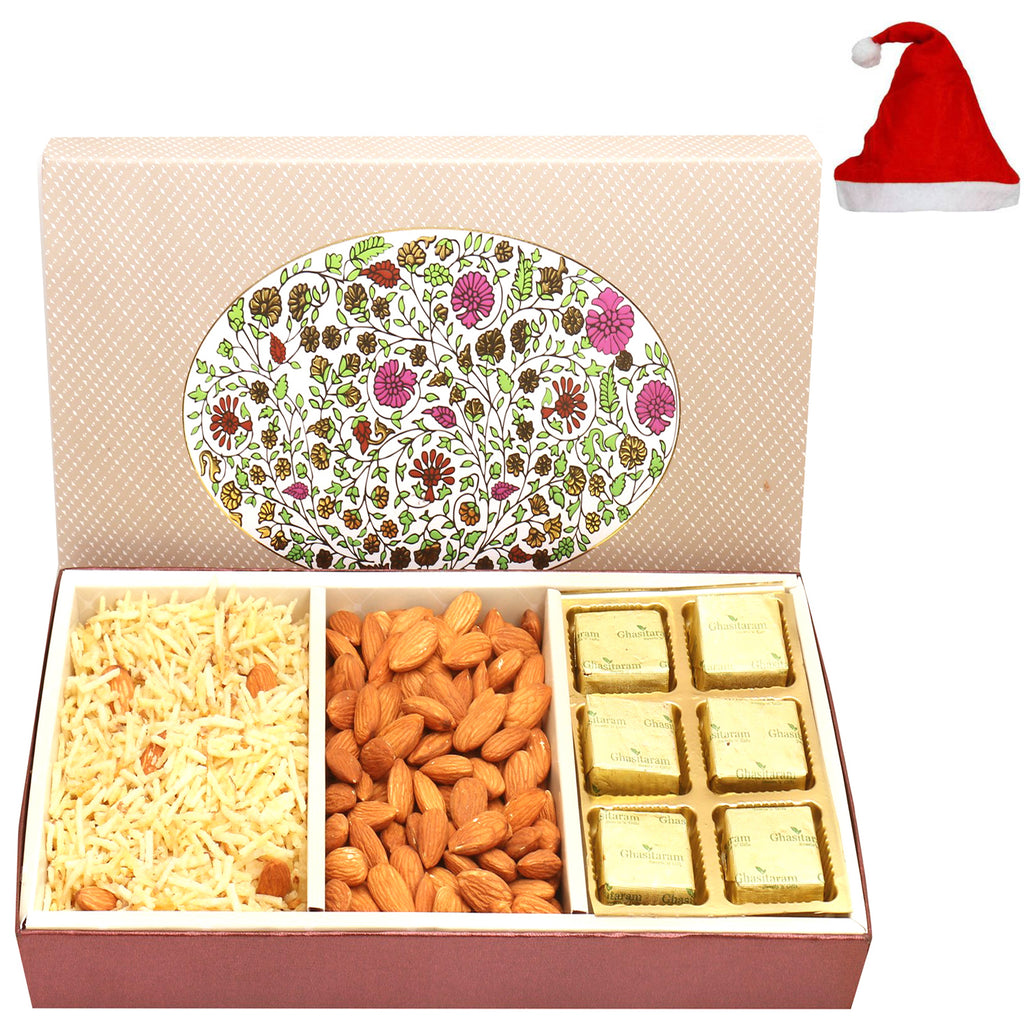 3 Part Eco Almonds, Chocolate and Namkeen Box