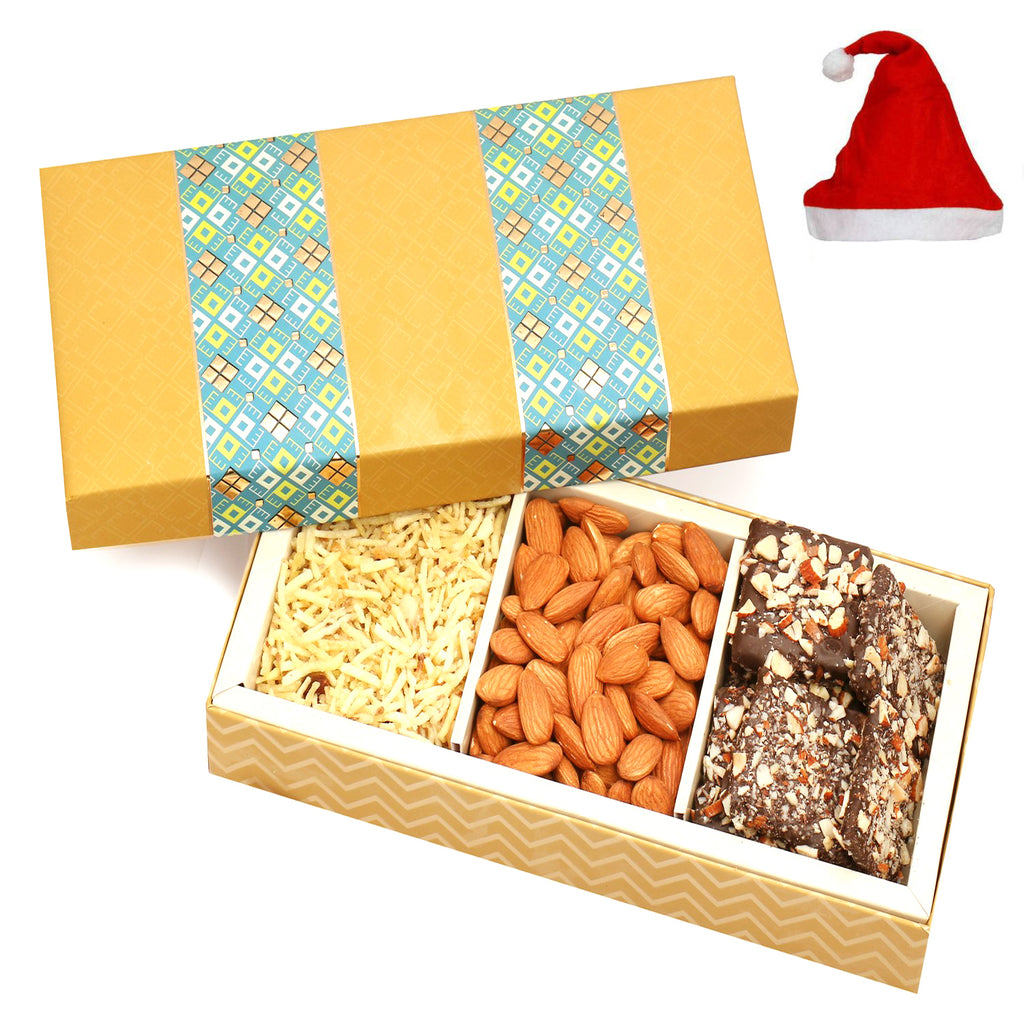 3 Part Print Almonds, English Brittles Chocolate,Namkeen Box