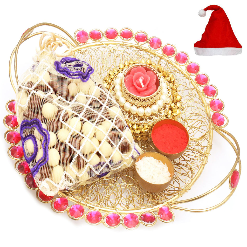 Golden Mesh Thali with Gungroo T- Lite and Nutties Pouch