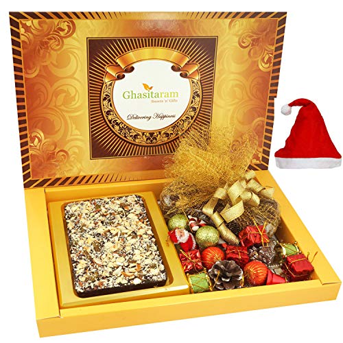 Big Box of Dryfruit Chocolate Bark , Plum Cake and Christmas Décor