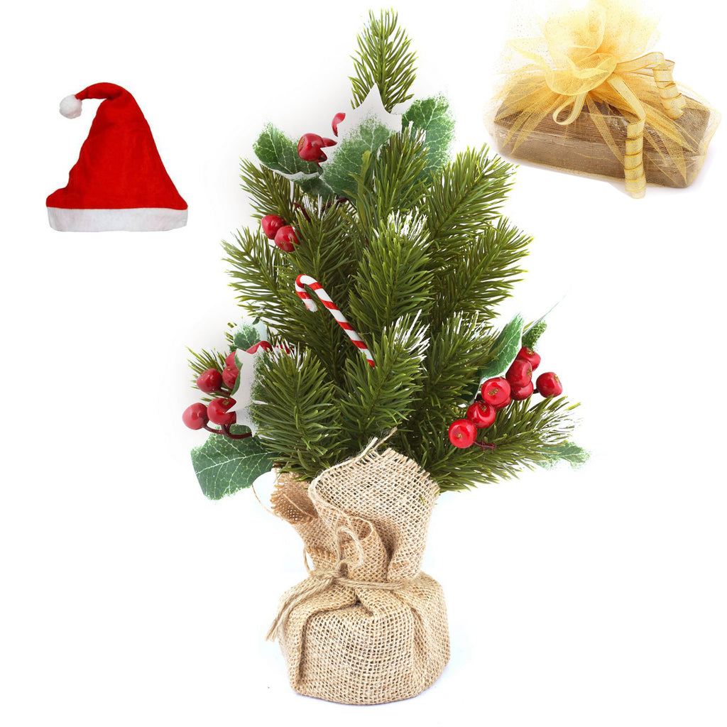 Jute Decorated Xmas (Christmas) Tree 3606 with Plum Cake