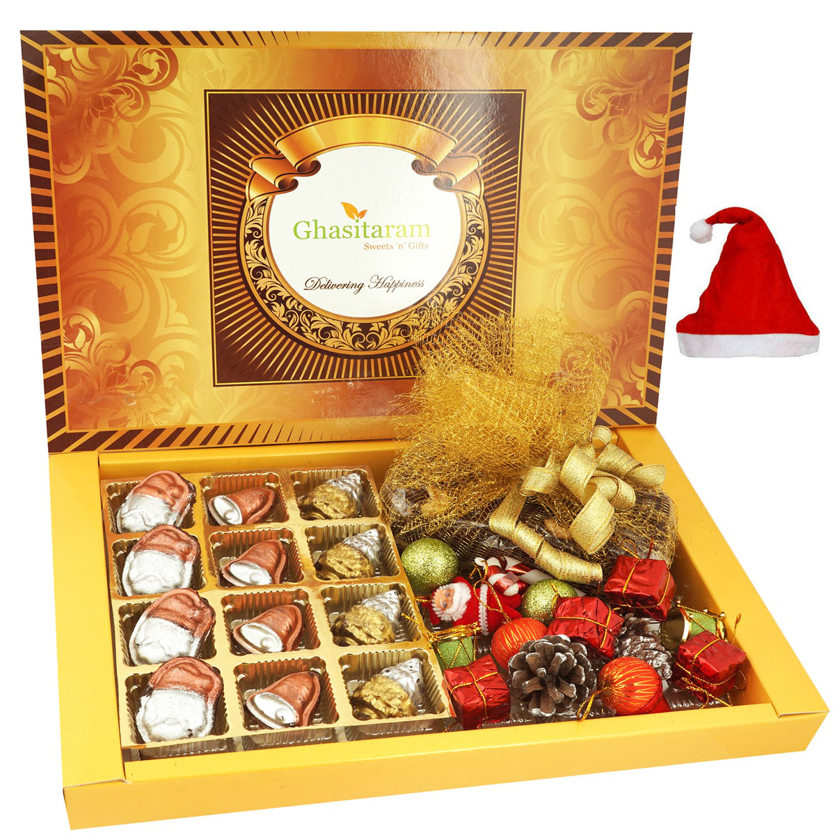 Big Box of Christmas Sheen Chocolates, Plum Cake and  Christmas Decor
