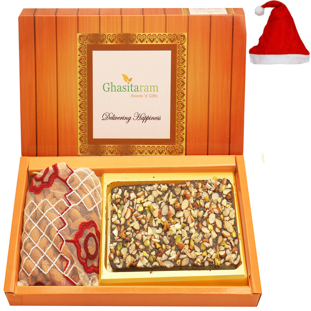 Box Of Walnut Chocolate Bark and Almonds Pouch