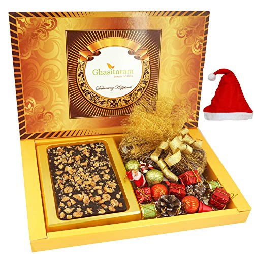 Big Box of Walnut Chocolate Bark , Plum Cake and Christmas Décor