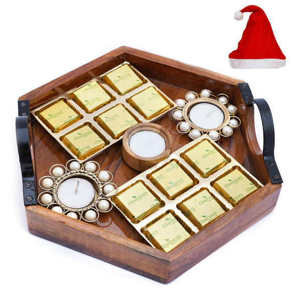 Hexagon Tray with 12 Mewa Bites and 3 T-lites